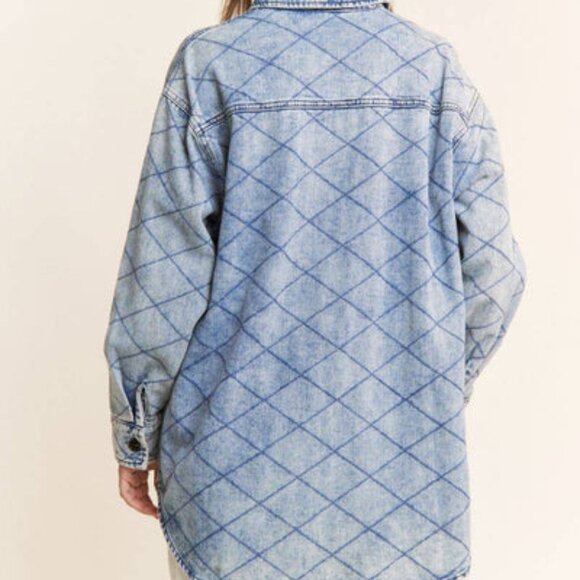 Last 1! NWT Plus Size Denim Quilt Stitch Jacket/Shacket - Picture 7 of 8
